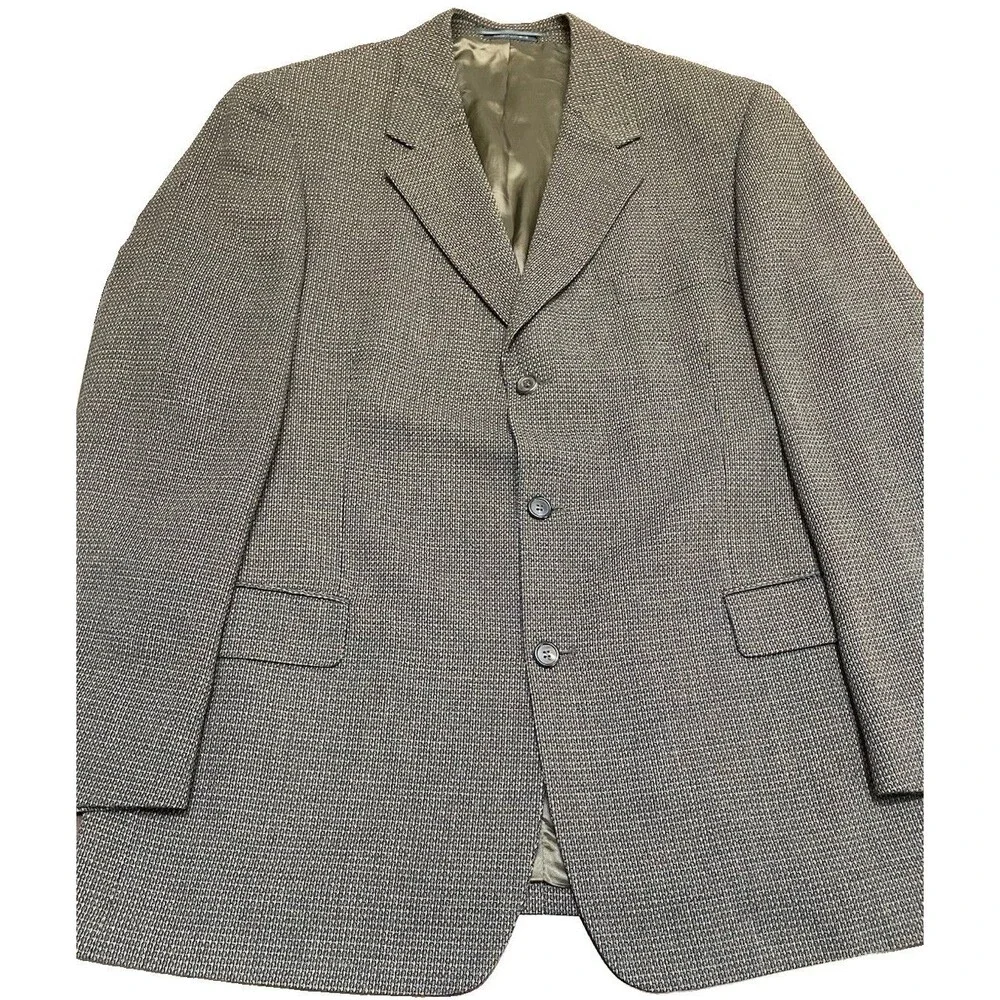 VTG Cavelli 100% Wool Mens Blazer Sport Coat 44L Navy Gold Button Preppy Classic